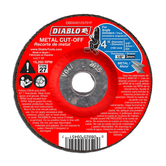 4 in. Metal Cut Off Disc - Type 27 | Diablo Tools | PCS