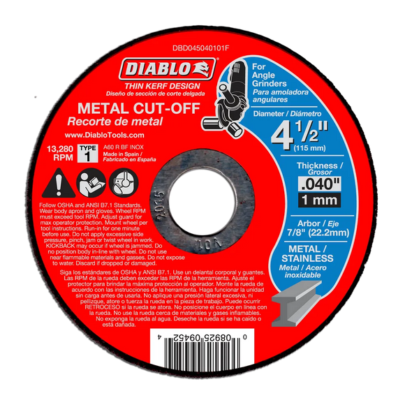 4-1/2 in. Metal Cut Off Disc - Thin Kerf (25-Pack) | Diablo Tools | PCS