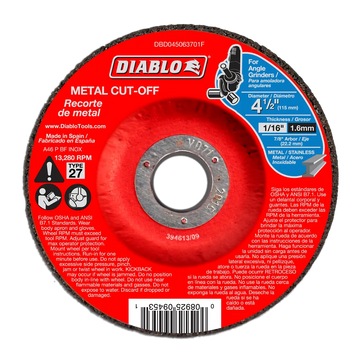 4-1/2 in. Metal Cut Off Disc - Type 27 | Diablo Tools | PCS