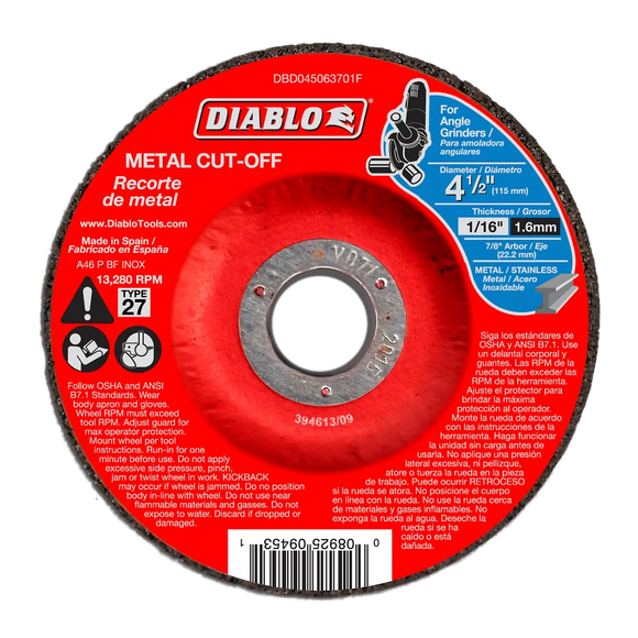 4-1/2 in. Metal Cut Off Disc - Type 27 | Diablo Tools | PCS