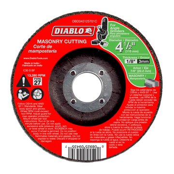 4-1/2 in. Masonry Cut Off Disc - Type 27 | Diablo Tools | PCS