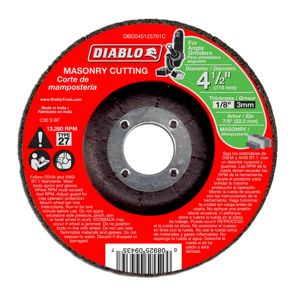 4-1/2 in. Masonry Cut Off Disc - Type 27 | Diablo Tools | PCS