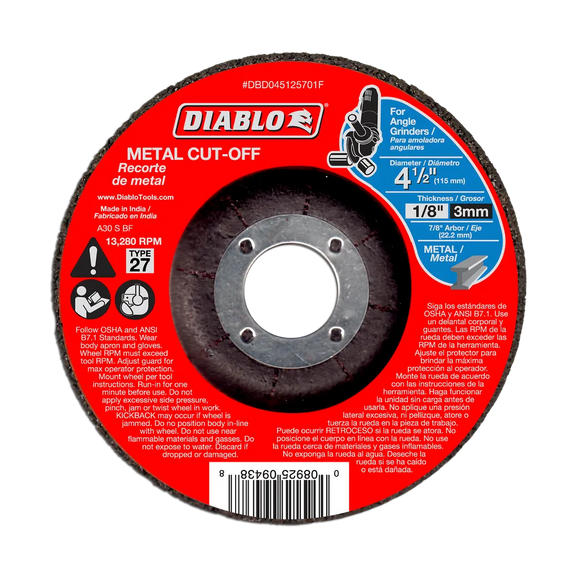 4-1/2 in. Metal Cut Off Disc - Type 27 | Diablo Tools | PCS