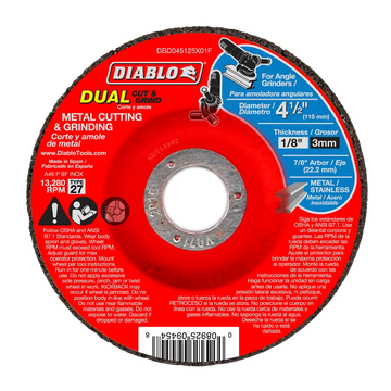 4-1/2 in. Metal Dual Cut & Grind Disc - Type 27 | Diablo Tools | PCS