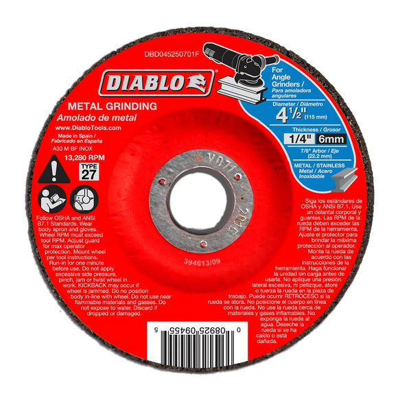4-1/2 in. Metal Grinding Disc - Type 27 | Diablo Tools | PCS