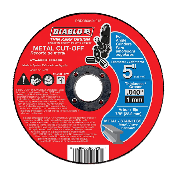 5 in. Metal Cut Off Disc - Thin Kerf | Diablo Tools | PCS