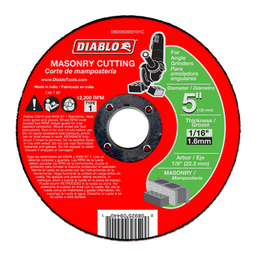 5 in. Masonry Cut Off Disc - Type 1 | Diablo Tools | PCS