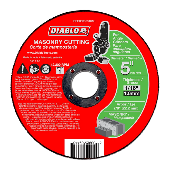 5 in. Masonry Cut Off Disc - Type 1 | Diablo Tools | PCS