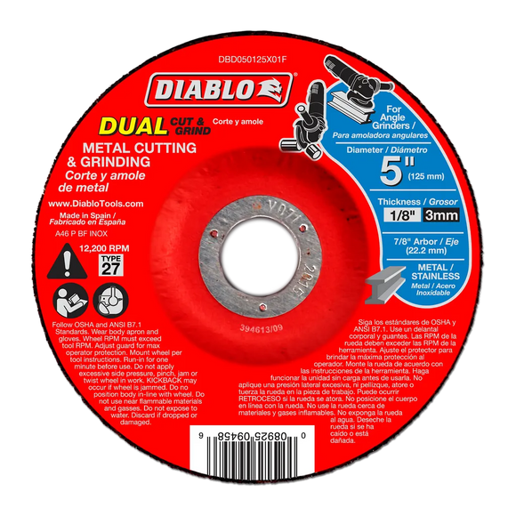 5 in. Metal Dual Cut & Grind Disc - Type 27 | Diablo Tools | PCS