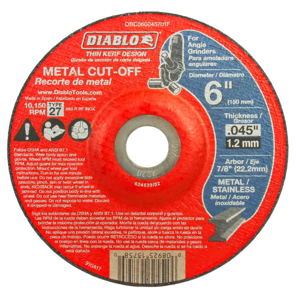 6 in. Type 27 Metal Cut-Off Disc | Diablo Tools | PCS