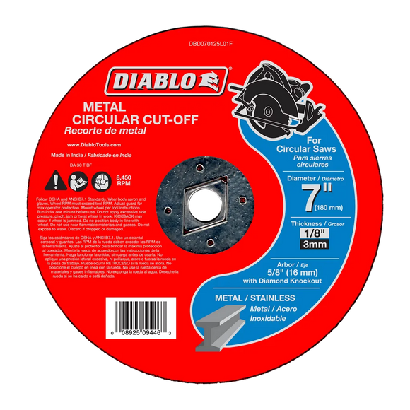 7 in. Metal Circular Cut Off Disc | Diablo Tools | PCS