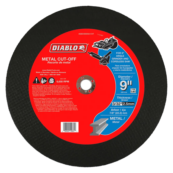 9 in. Metal Cut-Off Disc | Diablo Tools | PCS