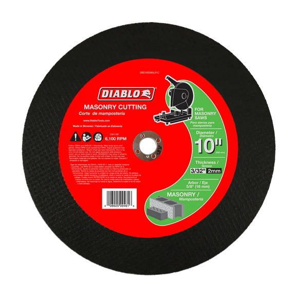 10 in. Masonry Cut Off Disc | Diablo Tools | PCS