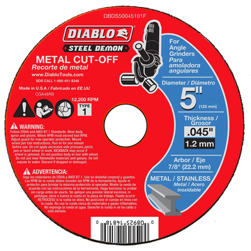 Steel Demon 5 in. Type 1 Metal Cut-Off Disc | Diablo Tools | PCS