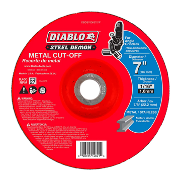 Steel Demon 7 in. Type 27 Metal Cut-Off Disc | Diablo Tools | PCS