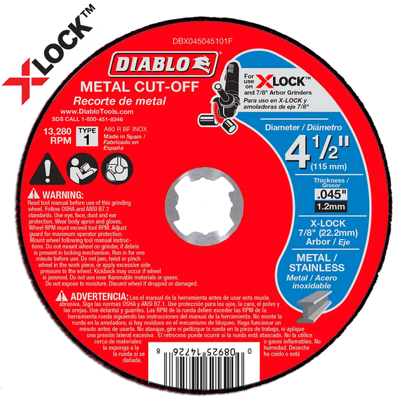 4-1/2 in. Thin Kerf Metal Cut-Off Disc for X-Lock and All Grinders | Diablo Tools | PCS