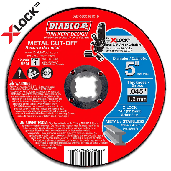 5 in. Thin Kerf Metal Cut-Off Disc for X-Lock and All Grinders | Diablo Tools | PCS