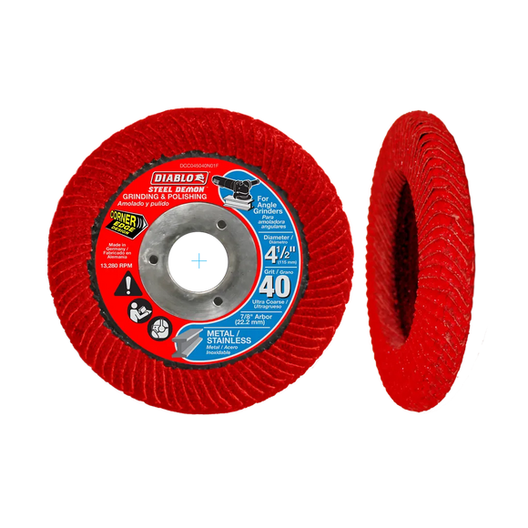 4-1/2 in. Steel Demon Corner-Edge Flap Disc 40 Grit | Diablo Tools | PCS