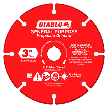 3 in. Carbide Grit Cut-Off Wheel for Multi-Materials | Diablo Tools | PCS
