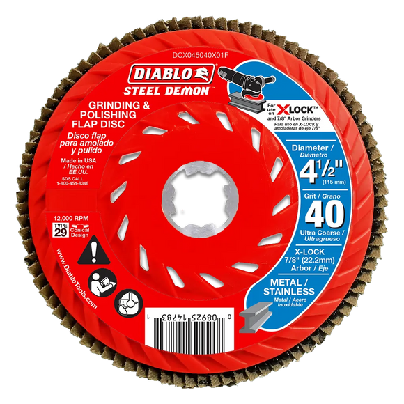 4-1/2 in. 40-Grit Flap Disc for X-Lock and All Grinders | Diablo Tools | PCS