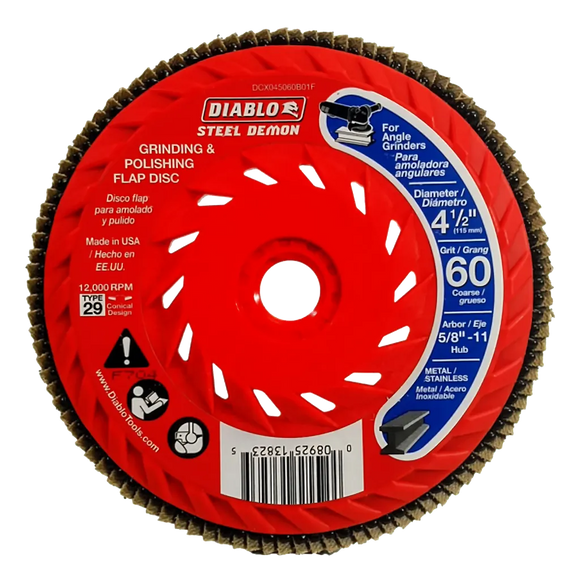 4-1/2 in. Steel Demon Flap Disc 60 Grit - with Speed Hub | Diablo Tools | PCS