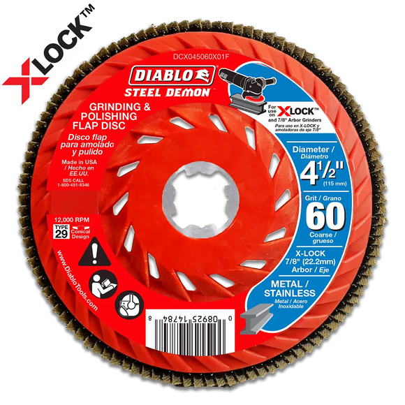 4-1/2 in. 60-Grit Flap Disc for X-Lock and All Grinders Pro Bulk Pack (3-Pack) | Diablo Tools | PCS