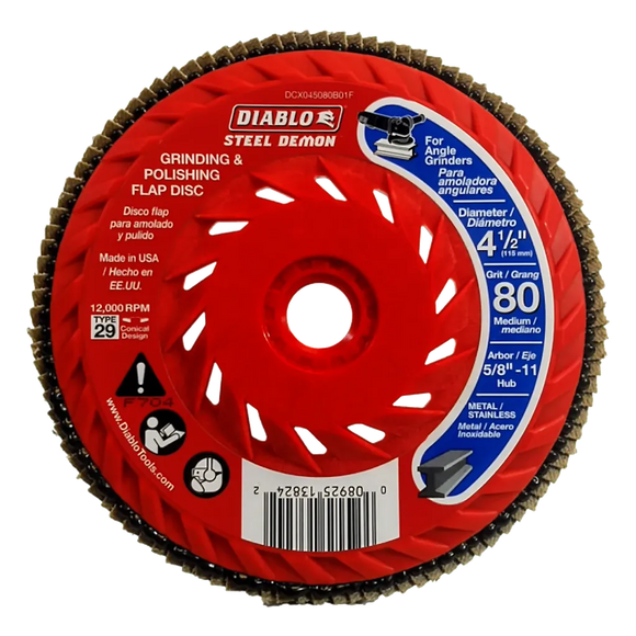 4-1/2 in. Steel Demon Flap Disc 80 Grit - with Speed Hub | Diablo Tools | PCS