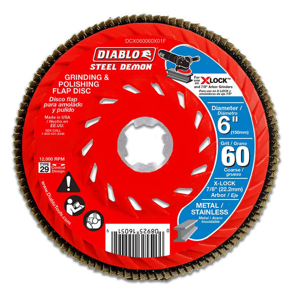 6 in. 60-Grit Flap Disc for X-Lock and All Grinders | Diablo Tools | PCS