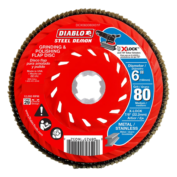 6 in. 80-Grit Flap Disc for X-Lock and All Grinders | Diablo Tools | PCS