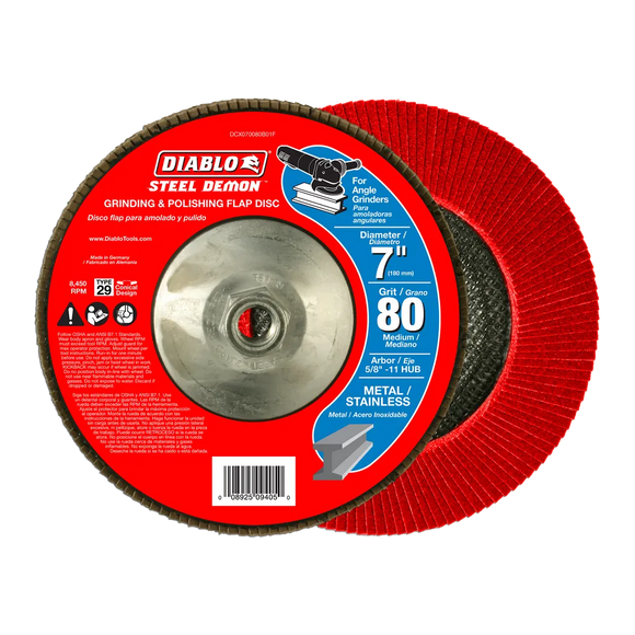 7 in. Steel Demon Flap Disc 80 Grit with Hub | Diablo Tools | PCS
