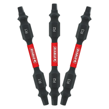 2-1/2 In. Double-Ended Square Drive Bit Assorted Pack (3-Piece)-DDESQV25-S3-2460