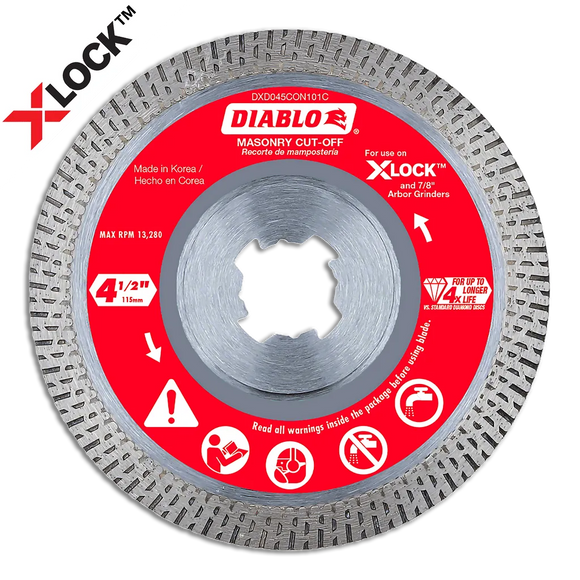 4-1/2 in. Diamond Continuous Masonry Cut-Off with X-LOCK arbor | Diablo Tools | PCS