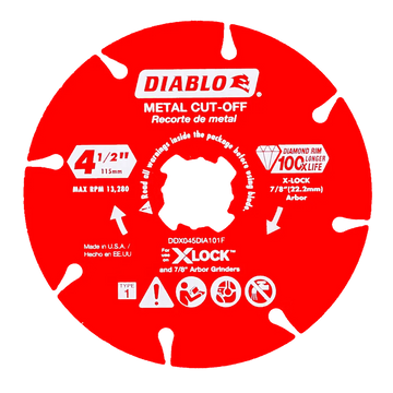4.5 in. Diamond Rimmed Disc for Metal Cutting with X-Lock and All Grinders | Diablo Tools | PCS