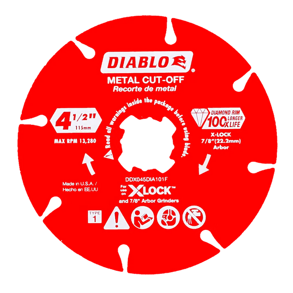 4.5 in. Diamond Rimmed Disc for Metal Cutting with X-Lock and All Grinders | Diablo Tools | PCS