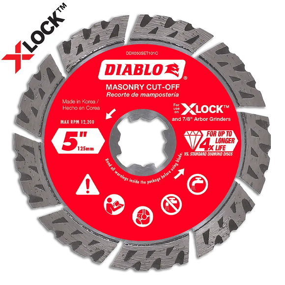 5 in. Diamond Segmented Turbo Masonry Cut-Off with X-LOCK arbor | Diablo Tools | PCS