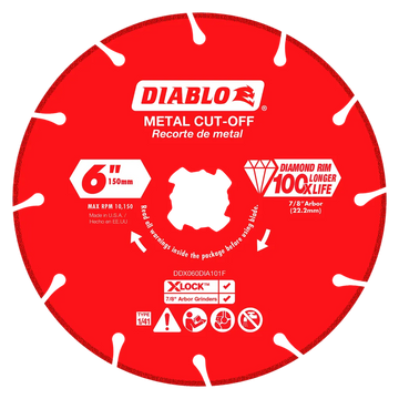 6 in. Diamond Rimmed Disc for Metal Cutting for X-Lock and All Grinders | Diablo Tools | PCS