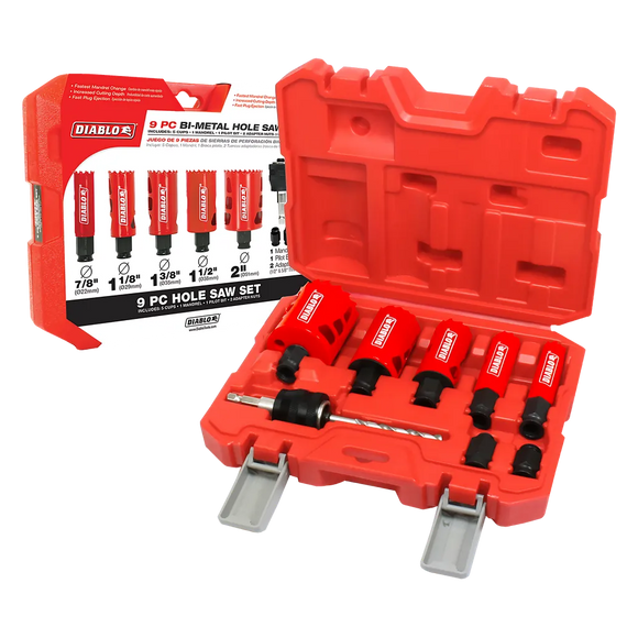 9 Pc General Purpose Bi-Metal Hole Saw Set-DHS09SGP-2488