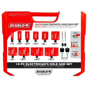 16 Pc Electrician'S Bi-Metal Hole Saw Set-DHS16SEL-2520