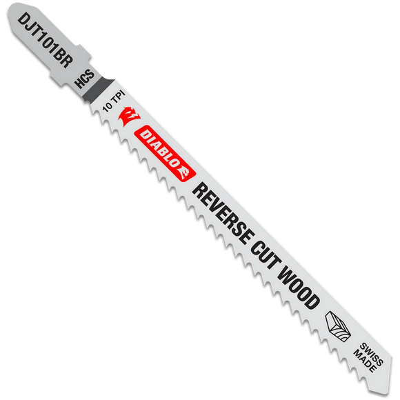 4 in. 10 TPI High Carbon Steel T-Shank Jig Saw Blades for Reverse Cuts in Wood (5-Pack) | Diablo Tools | PCS