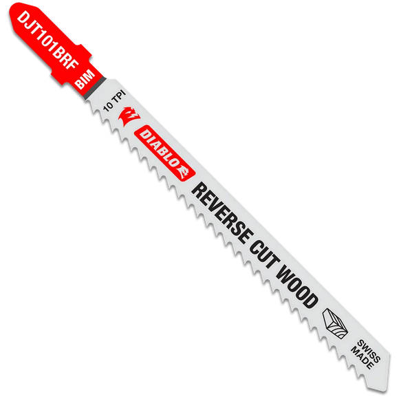 4 in. 10 TPI Bi-Metal T-Shank Jig Saw Blades for Reverse Cuts in Wood (5-Pack) | Diablo Tools | PCS