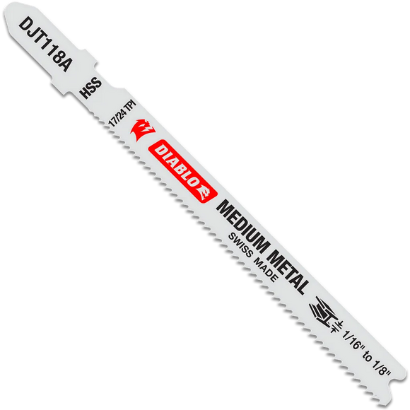 3-5/8 in. 17/24 TPI High Speed Steel T-Shank Jig Saw Blades for Medium Metal (5-Pack) | Diablo Tools | PCS