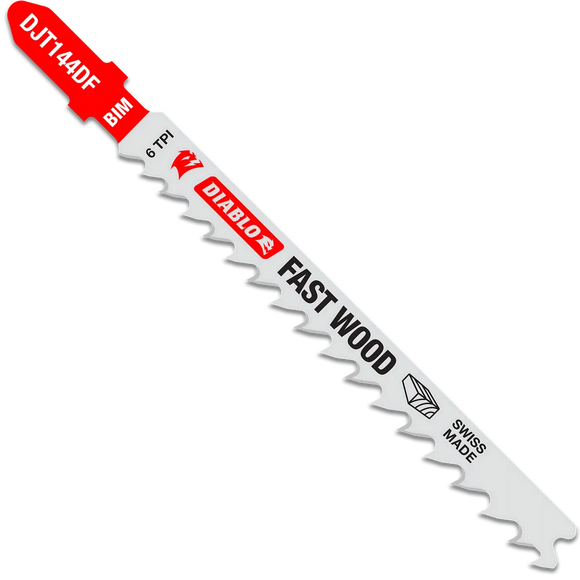 4 in. 6 TPI Bi-Metal T-Shank Jig Saw Blades for Fast Wood Cuts (5-Pack) | Diablo Tools | PCS