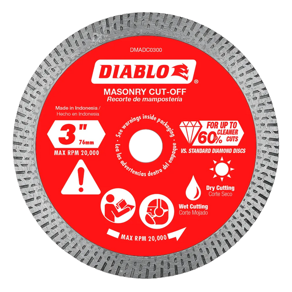 3 in. Diamond Continuous Rim Cut-Off Discs¬†for Masonry | Diablo Tools | PCS