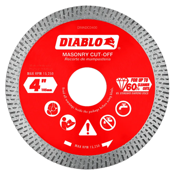 4 in. Diamond Continuous Rim Cut-Off Discs¬†for Masonry | Diablo Tools | PCS