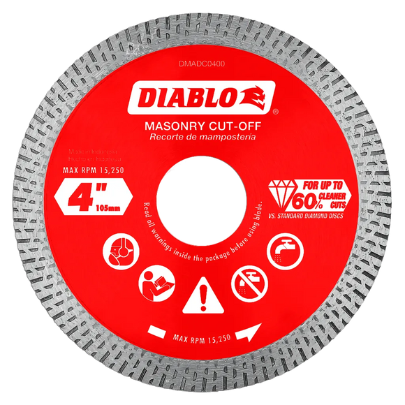 4 in. Diamond Continuous Rim Cut-Off Discs¬†for Masonry | Diablo Tools | PCS