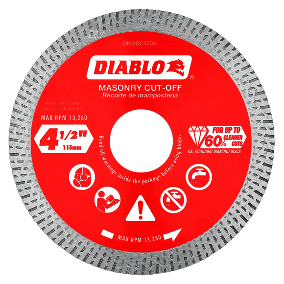 4-1/2 in. Diamond Continuous Rim Cut-Off Discs¬†for Masonry | Diablo Tools | PCS