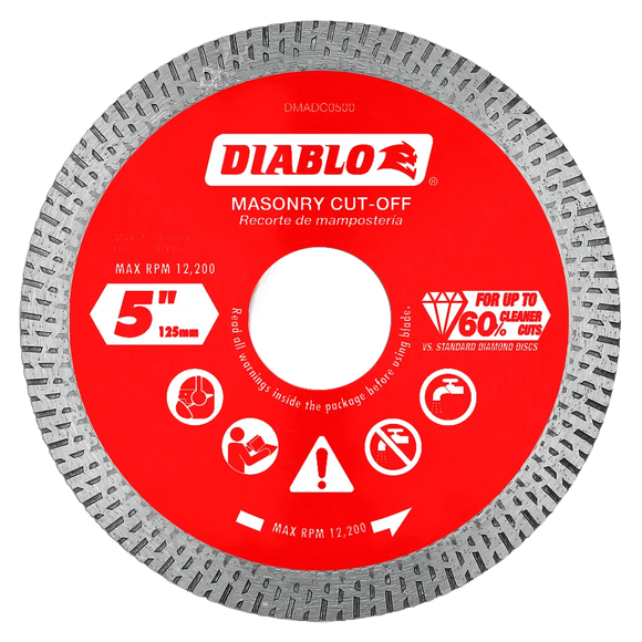 5 in. Diamond Continuous Rim Cut-Off Discs¬†for Masonry | Diablo Tools | PCS