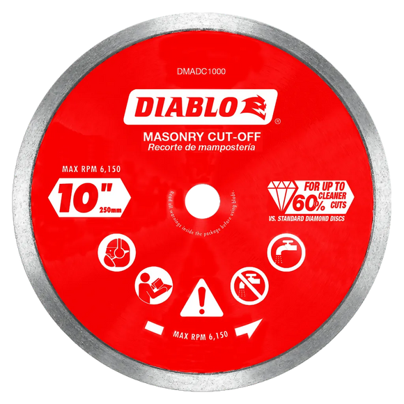 10 in. Diamond Continuous Rim Cut-Off Discs¬†for Masonry | Diablo Tools | PCS