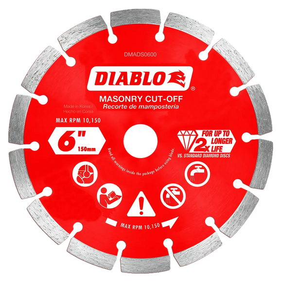 6 in. Diamond Segmented Cut-Off Discs for Masonry | Diablo Tools | PCS