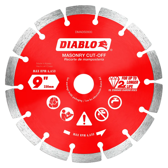 9 in. Diamond Segmented Cut-Off Discs for Masonry | Diablo Tools | PCS